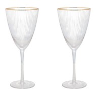 Jogo 2 Tacas 400ml De Vidro Para Vinho Com Borda Dourada Lines